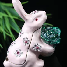 Кроличьи безделушки оловянные Стразы металлическая коробка для ювелирных изделий в виде кролика в виде милого животного в форме кролика Ювелирная Шкатулка Подарочная коробка для ювелирных изделий