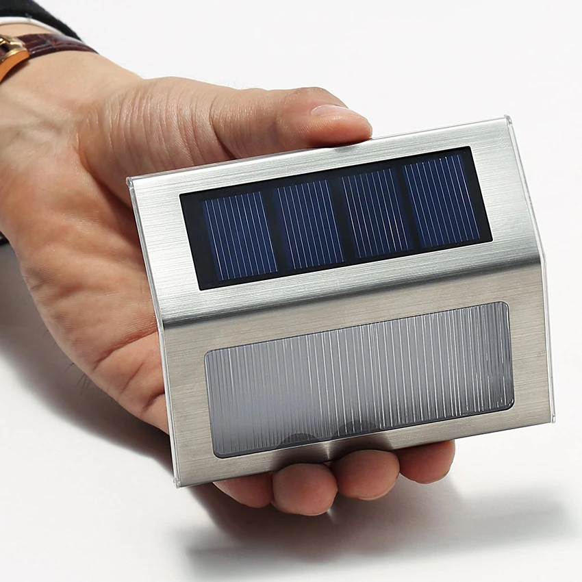 Solares ao ar Livre à Prova Caminho do Jardim Lâmpada de Parede Luz da Escada Lote Inoxidável Led Luzes Dwaterproof Água Escadas Lâmpada 2 Solar 6 Pçs - Aço 5 Lâmpadas solares