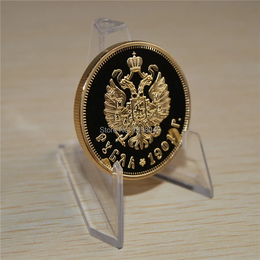 

Wholesales free shipping Russian 1 Rubles 1901 gold plated souvenir coin
