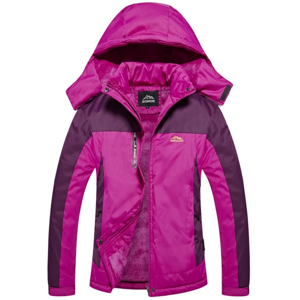 

Women's Winter Inner Fleece Waterproof Hooded Jacket Outdoor Sport Warm Coat Jackets with Detachable Inner As Sweater