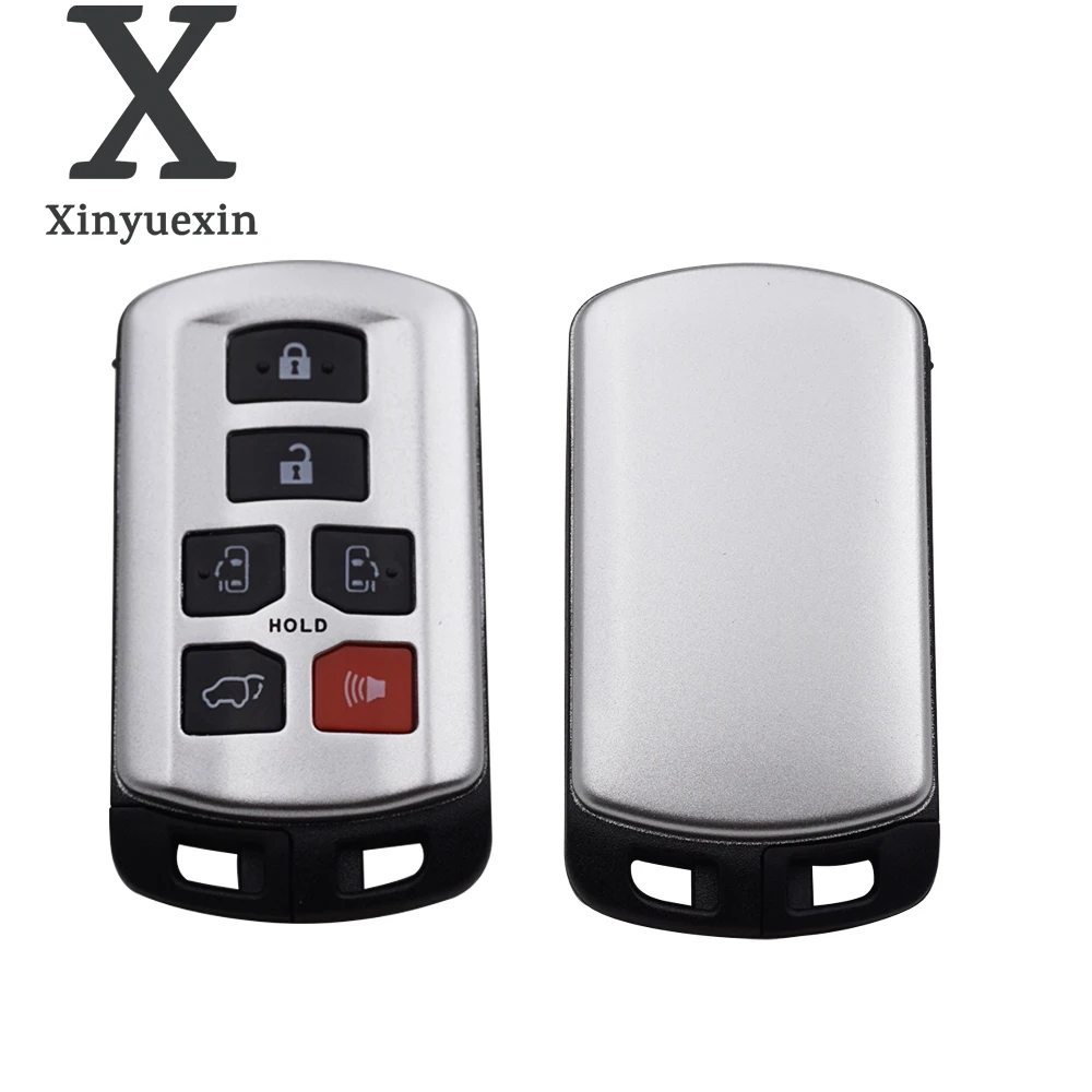 

Xinyuexin 6 Buttons Replacement Smart Remote Car Key Shell Case for Toyota Sienna 2011-2017 With Uncut Blade Only Shell