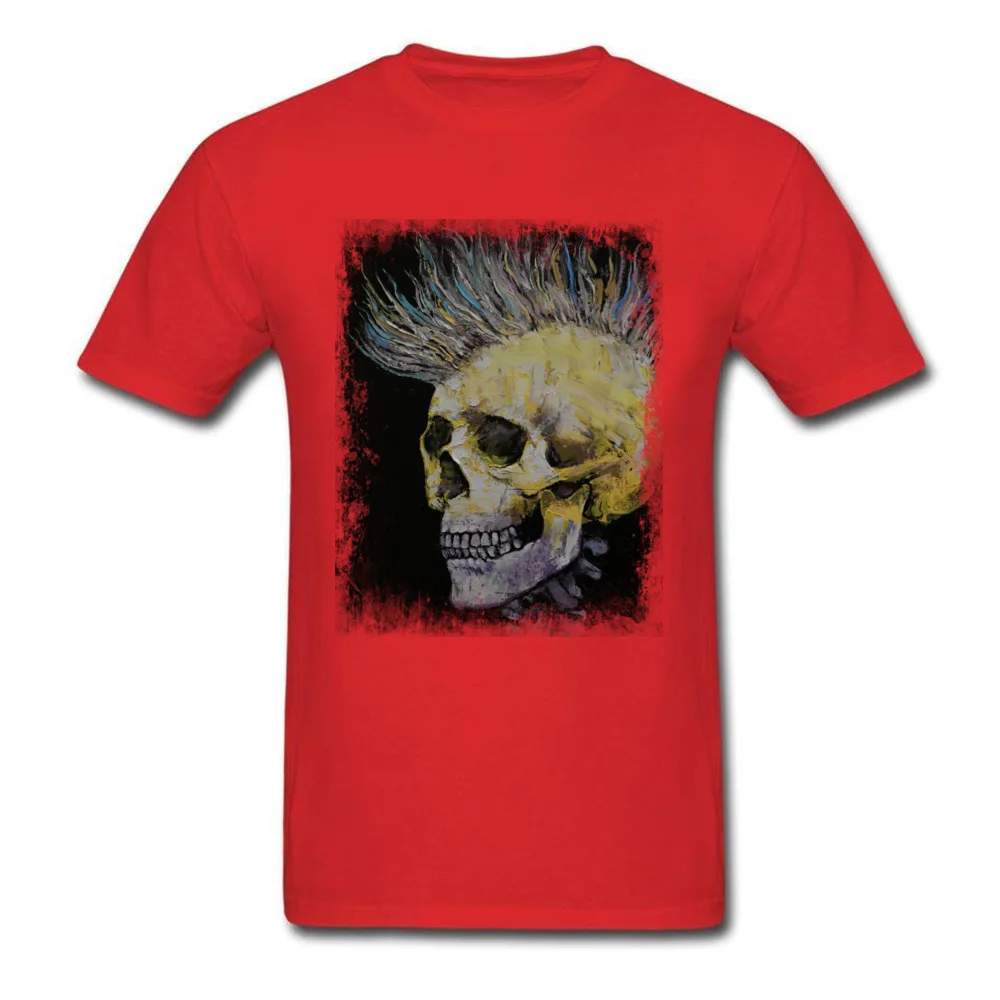 MOHAWK Tops Shirt New Arrival Round Neck Normal Short Sleeve 100% Cotton Men T-Shirt 3D Printed T Shirt Top Quality MOHAWK red