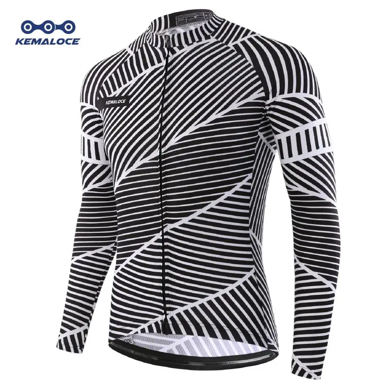 thumbnail image 1 of Venta al por mayor de KEMALOCE, camiseta de ciclismo 100 % poliéster para hombre, camiseta de secado rápido para bicicleta, ropa de ciclismo de carretera de manga larga para primavera, camiseta de bic, 1 of 5
