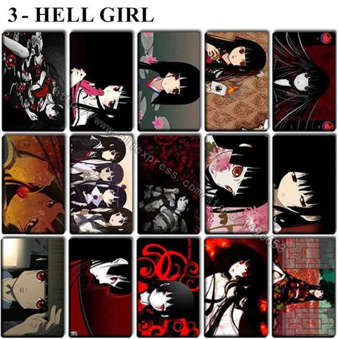 50 шт./лот HELL GIRL открытка с украшениями стикер мультяшка АНИМЕ DIY cool enma AI Bank идентификатор автомобиля карты наклейки; классические игрушки детские подарки - Цвет: 3 HELL GIRL