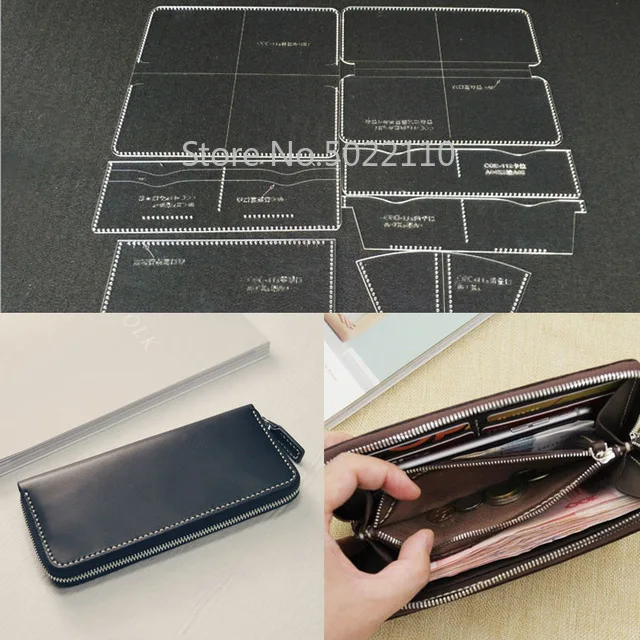 

2019 1set DIY Leather Handmade Craft handbag wallet Purse Sewing Pattern Acrylic Stencil Template 95x210x20mm pitch-row 4mm