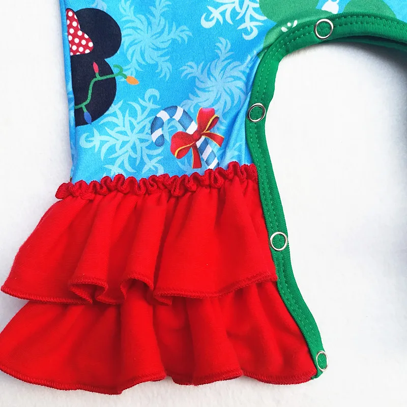 Aicton новорожденных Микки хлопковый комбинезон Синий и красный цвета зеленый Детский комбинезон с длинными рукавами и оборками Осень-зима 0-24 м комбинезон