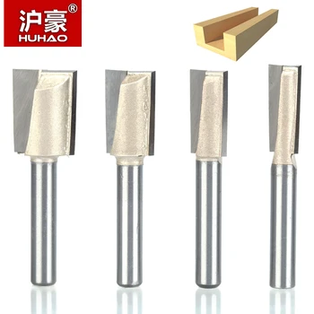 

HUHAO 1pcs 1/4" Shank CNC Cleaning bottom router bit Woodworking Tools two Flute endmill router bits for wood cutting tools