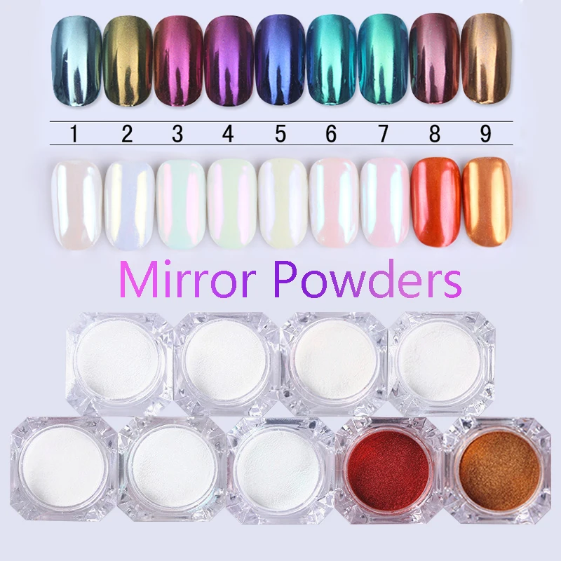 

Neon Holo Mirror Powder Aurora Pigment Nail Art Glitter Dust Rainbow Chrome Powder DIY Decorations 0.5g~2g