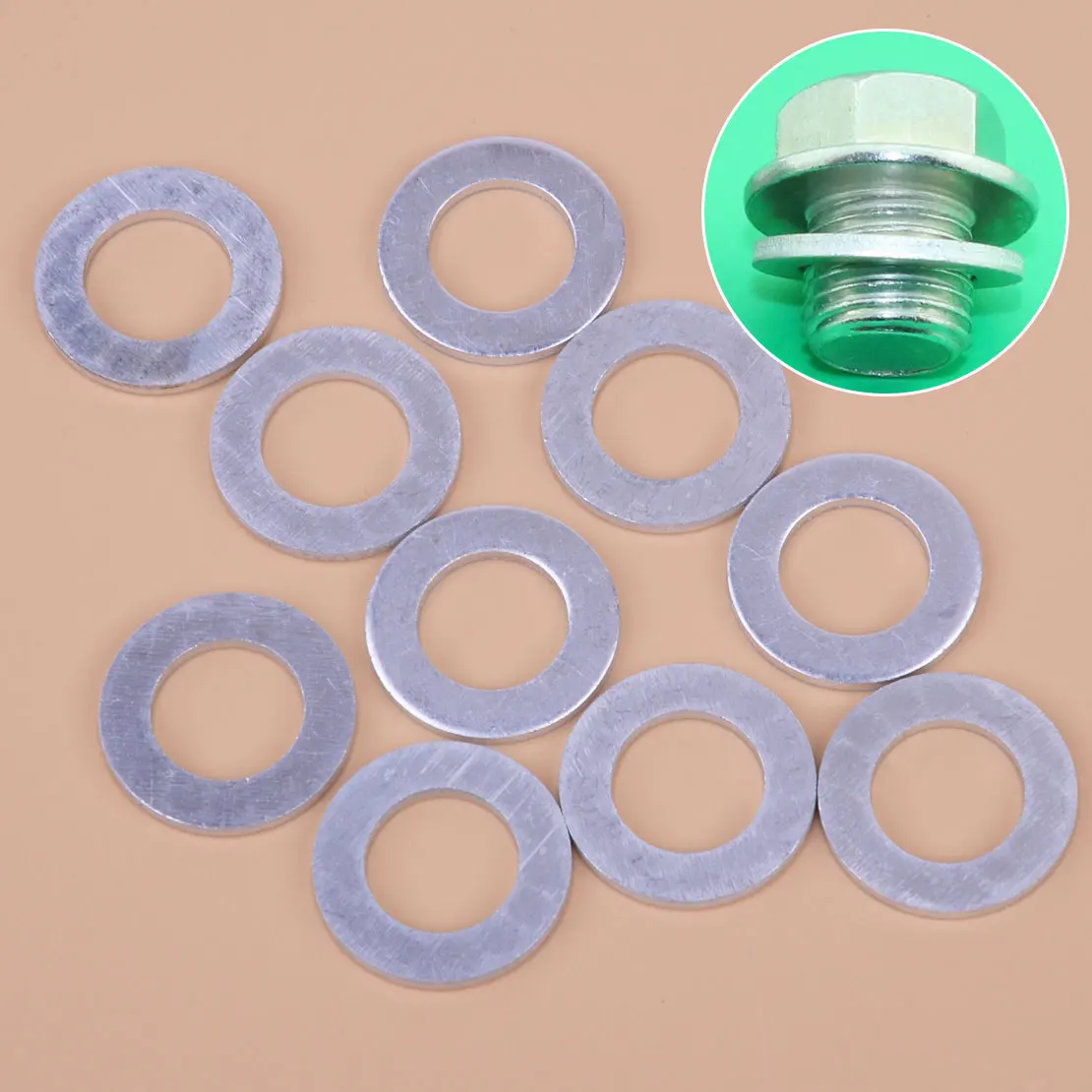 DWCX 10pcs 14mm Aluminum Engine Oil Drain Plug Crush Washer Gasket