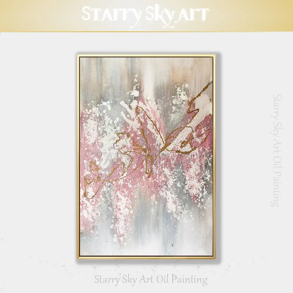 Pintados à mão abstrata retângulo vertical pintura a óleo sobre tela cor de  rosa branco e cinza cores abstrata pintura a óleo para sala de estar|Pintura  e Caligrafia| - AliExpress