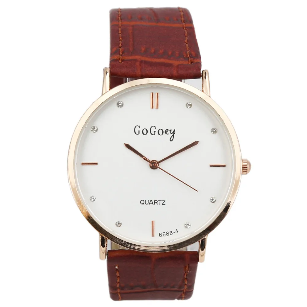 

2018 fashion men's alloy leather dial #6688-4 simple diamond white dial quartz wrist watch horloges mannen met datum en dag a60