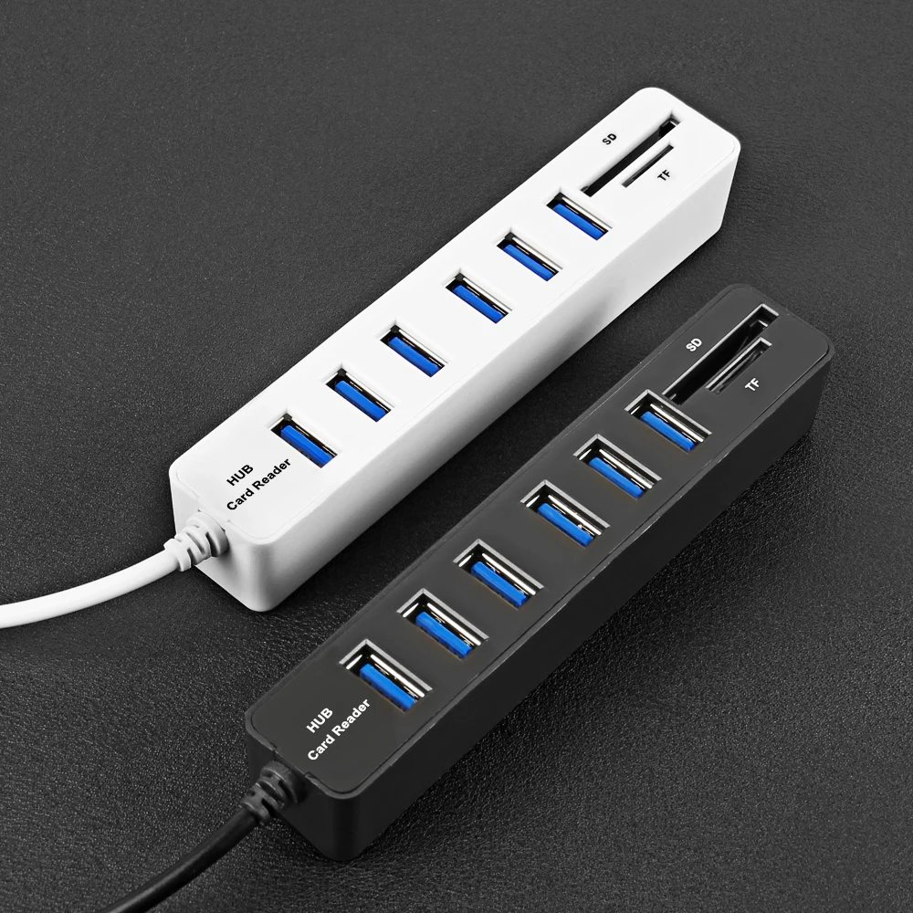 Usb-хаб 3/6 портов USB 3,0 концентратор Высокоскоростной Мульти USB разветвитель 2 в 1 2,0 хаб несколько usb3.0 концентратор SD/TF кард-ридер для ПК ноутбука