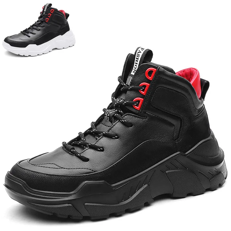 

BACKCAMEL Autumn winter new men's shoes leather high-top sneakers wild Men's Vulcanize Shoes sneakers mens shoes
