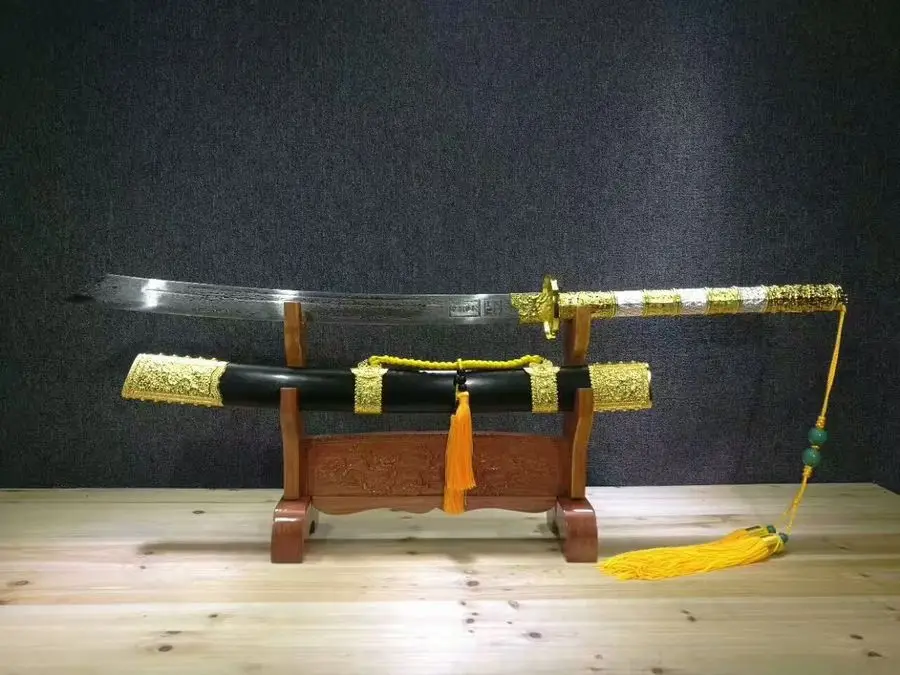 Очень сильный заточенный высокое качество KangXi Saber Broadsword дадао меч острый меч катана дамасское лезвие черное дерево Оболочка Длинная ручка