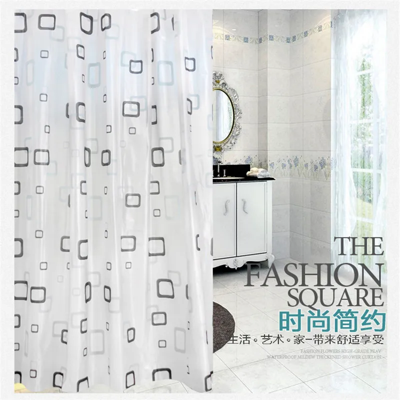 2017 New Shower Curtains Waterproof Fabric PEVA Bathroom Curtain Square
