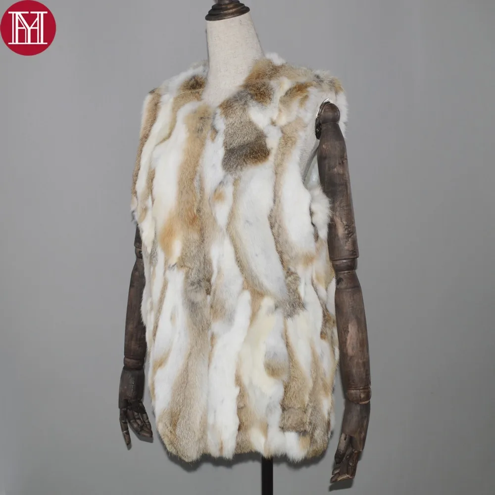 

Autumn Winter Women Real Genuine Long Rabbit Fur Vest Fashion 100% Real Rabbit Fur Gilet 2019 Hot Sale Real Rabbit Fur Waistcoat