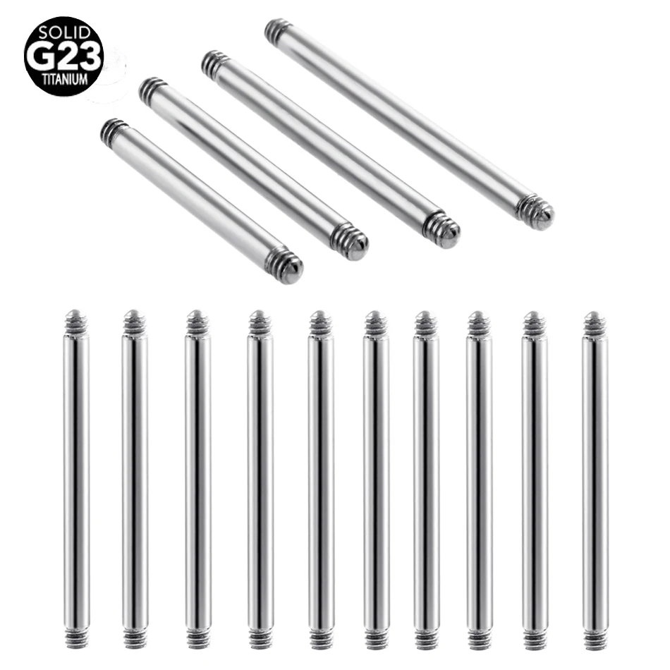 

16G 14G Solid Titanium Straight Barbell Bar Ear Piercing Tongue Replacement Accessories 6mm-40mm Post Only No Ends Earring Studs