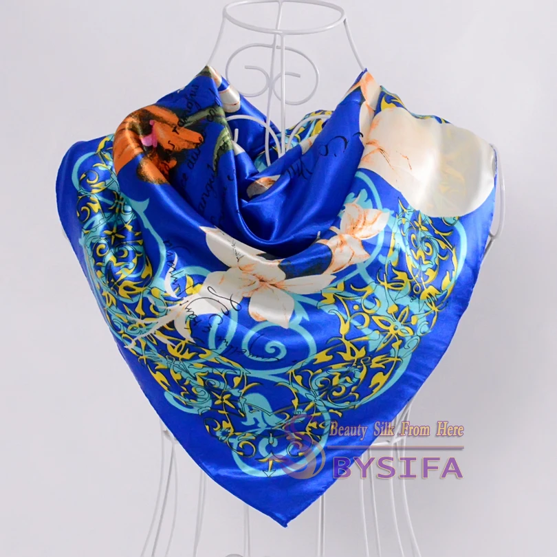 Модный женский квадратный шелковый шарф, шаль с принтом, весна-осень, национальный бренд, бежевые шарфы,, атласный шелковый шарф, шарфы