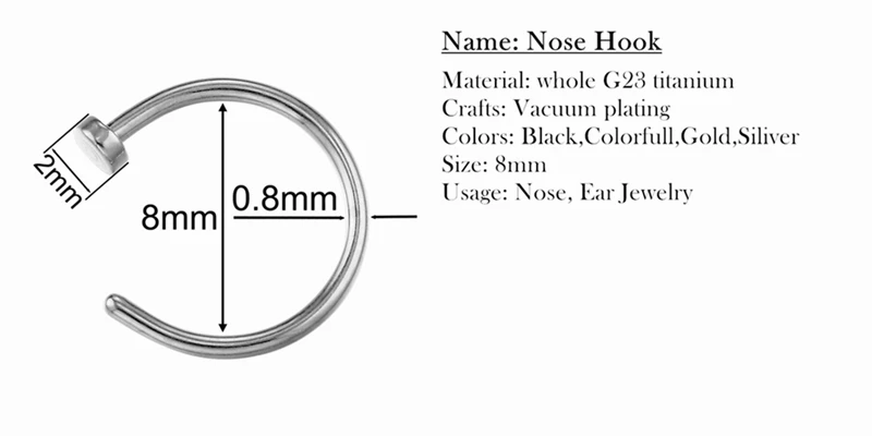 G23titan розовое золото цвет Нос Обруч поддельные пирсинг носa клипсы на нос G23 титана кольцо Мужчины Женщины нос тела ювелирные изделия