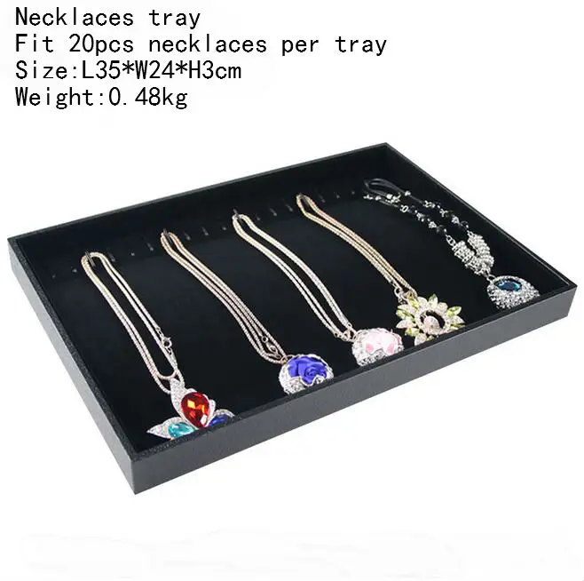 Hot Selling PU Frame Velvet Jewelry Organizer Jewellery Display Ring Box Necklace Earring Holder Various Models for Option