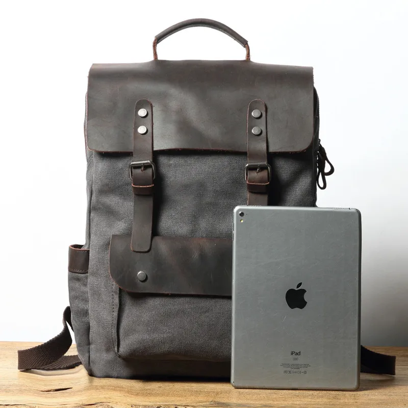 Винтажный холщовый мужской рюкзак для ноутбука 1" ноутбук компьютерные сумки повседневные школьные сумки для подростка Наплечные рюкзаки кожаные сумки
