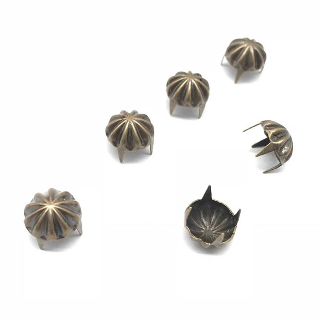 50pcs Metal Pumpkin Studs Claw Rivet Leathercraft Punk for Bags Jeans Belt Decoration