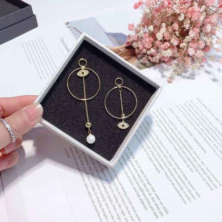 big eye Exaggeration asymmetric earring 925 silver post Hypoallergenic fadeless fashion jewelry dangle earrings women girl gift