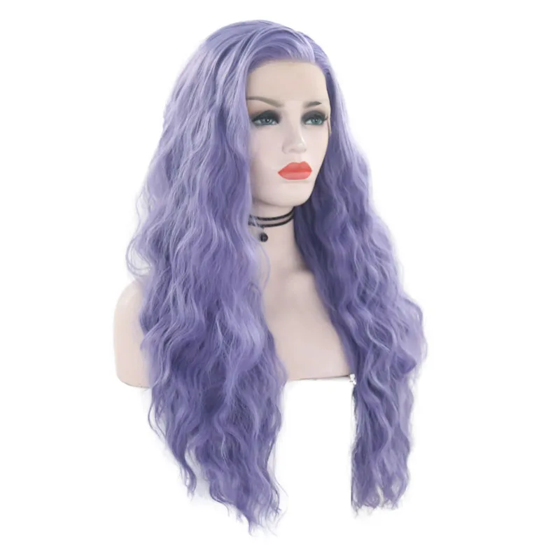 JOY& BEAUTY 26 дюймов фиолетовый синтетический парик на кружеве длинный кудрявый волнистый парик для косплея Термостойкое волокно для черно-белых женщин парик