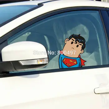 

10 x Car-styling Cartoon Superman Save The Earth with Wry Neck Car Body Stickers Car Decal for Toyota VW Tesla Honda Hyundai Kia