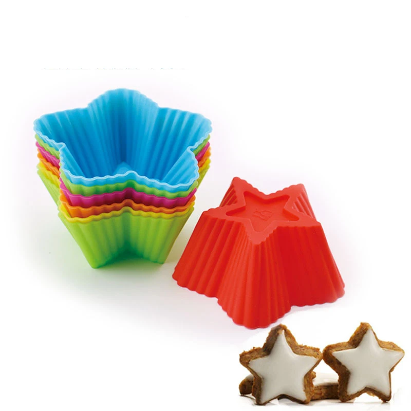 6PCS/Set Thicken Five-pointed Stars 7CM to Make Cake Mold Silicone Muffin Cup Baking Tools Oven Wholesale | Дом и сад