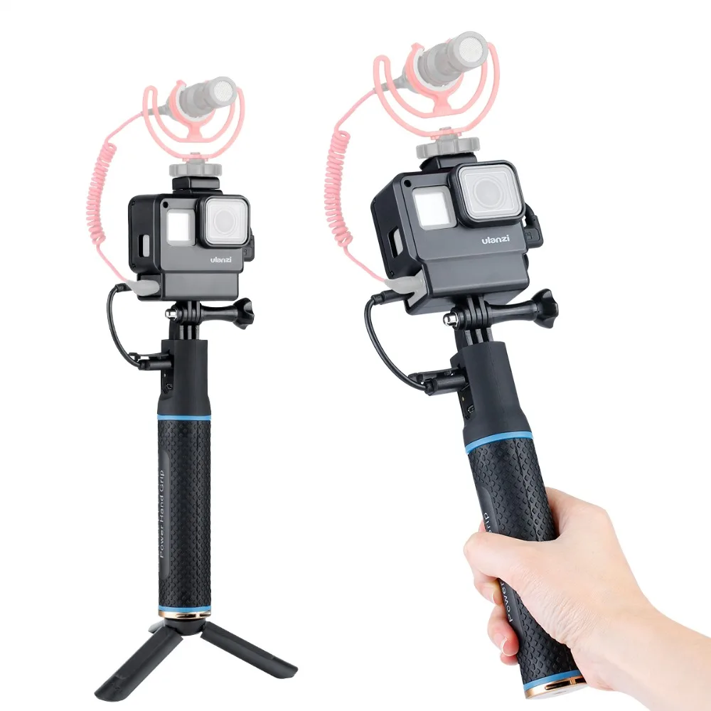 For Gopro Cage with Power Bank Hand Grip Sports Camera Case for Gopro Hero 7 6 5, gopro7 Camera Accessories Tripod Mount Support