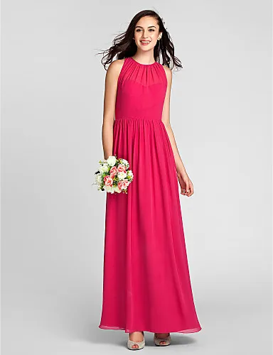

Sheath/Column Jewel Floor-length Chiffon Bridesmaid Dress