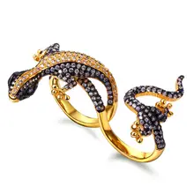 Joyería elegante 2016 Nuevas Mujeres Inusuales Zirconiaa Lagarto Anillos 18 K Plateó Cubic Joyería Joyería de La nave