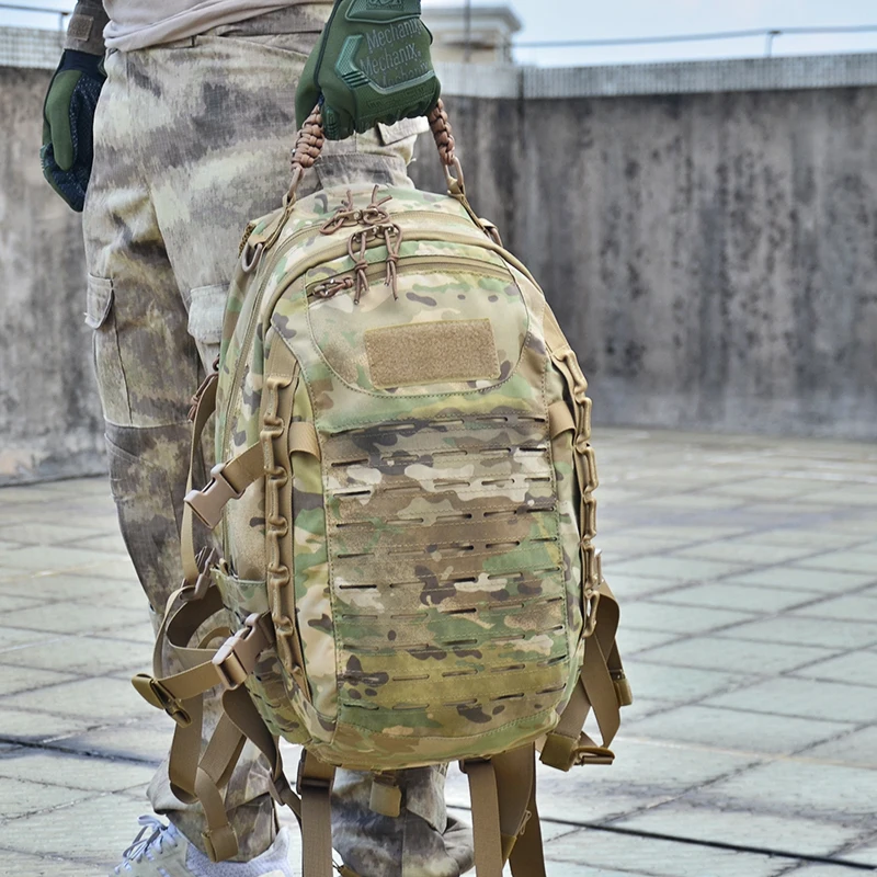 Тактический военный рюкзак, походная уличная охотничья сумка, EDC шестерни, лазерная резка, Molle PALS, Мультикам, 25л, софтбэк, армейские аксессуары
