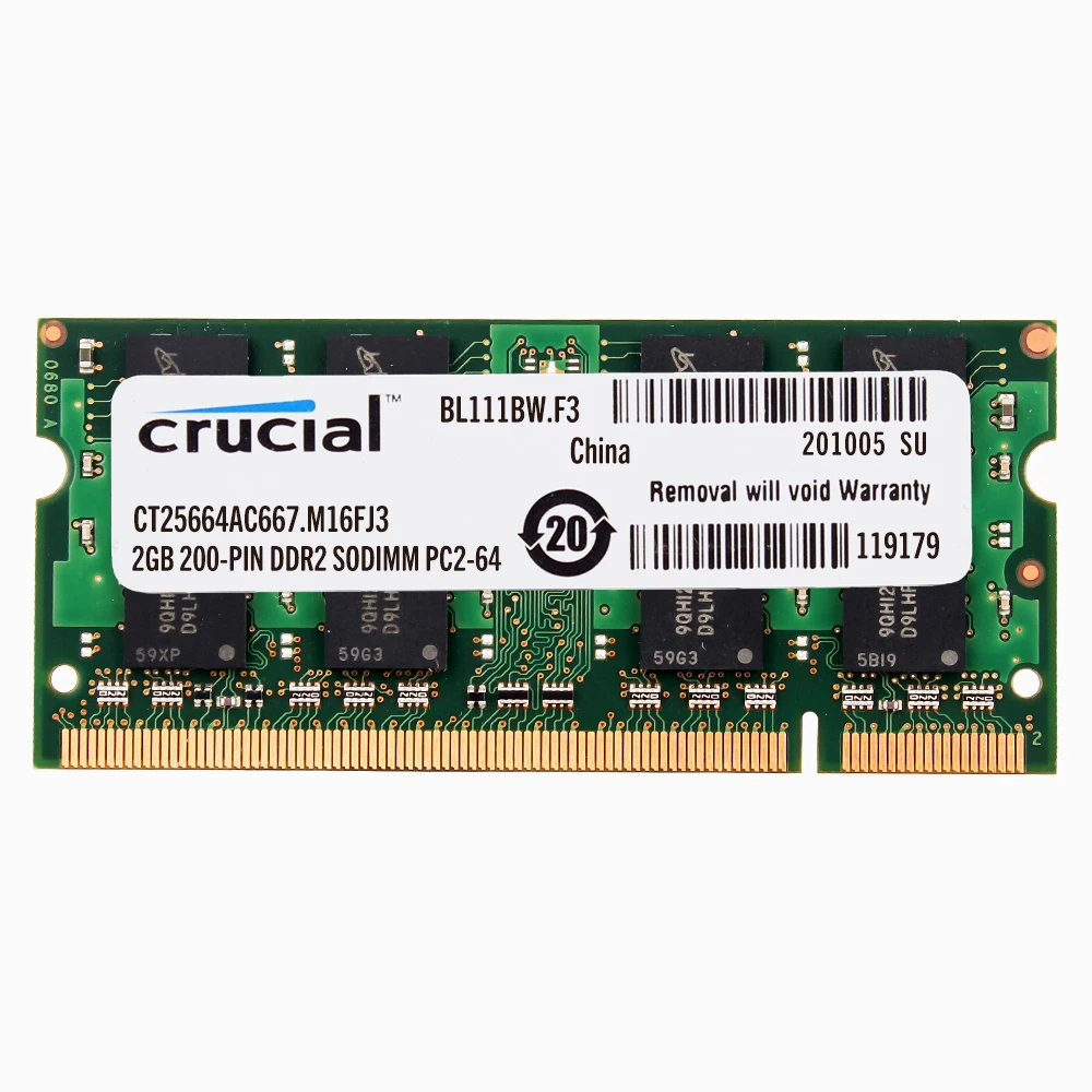 Память для ноутбука Crucial DDR2 667/800 МГц DDR2 2 ГБ 4 ГБ оперативная память для ноутбука 4 ГБ = 2 шт 2G PC2-5300/6400 S 1,8 в