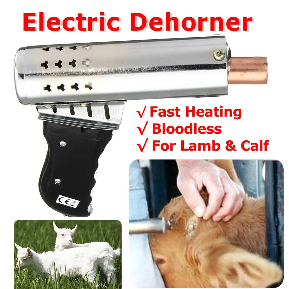 Heating Cattle Head Dehorner Calf Chamfer Electric Cauterizing Iron Dehorner 