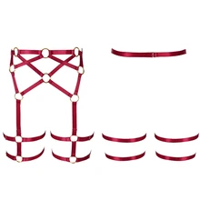 Красные пикантные средства ухода за кожей жгут ремень Harajuku панк портупея белье плюс размеры отрегулировать чулки с подтяжками выдалбливают ночных клубов