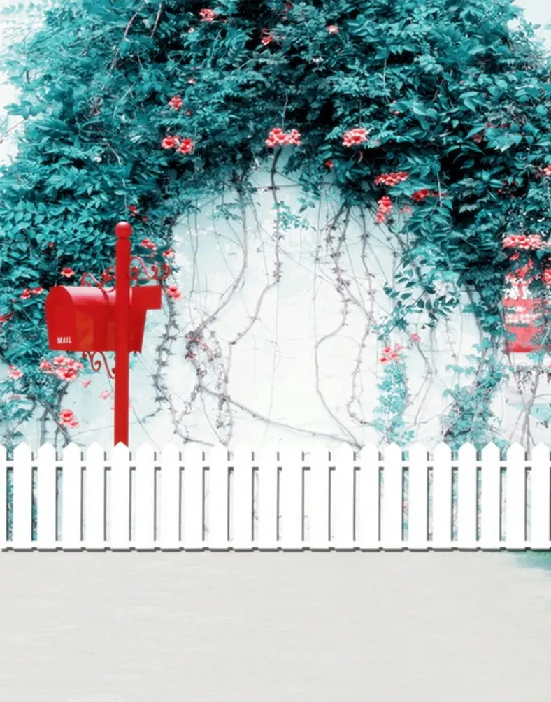 

5x7ft Tree Flowers Fence Photography Backdrops Photo Props Studio Background
