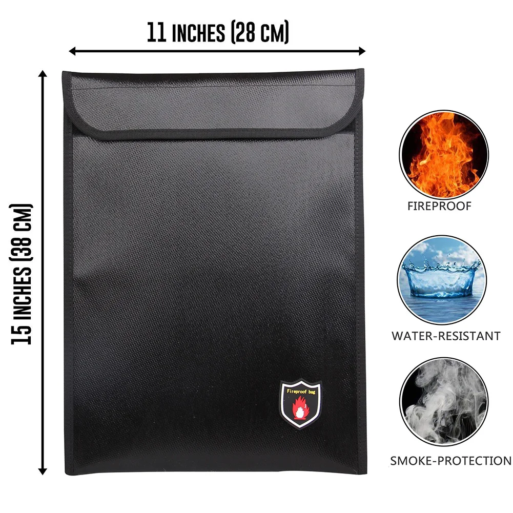 

Fireproof Money Document Bag Water Resistant Cash Envelope Holder Valuables Protections Documents Jewelry Zipper Closure