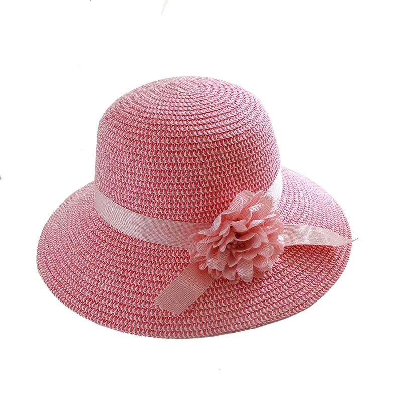 أنيقة الشمس الصيف زهرة القش قبعة المرأة قبعة بحافة الفتيات شاطئ كاب قبعة الشمس لسيدة السفر قبعة العظام Chapeu Feminino