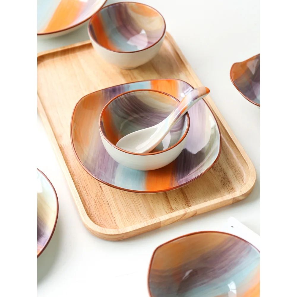 ceramic dinner plates Japan style dishes and plates sets steak plate soup bowl rice bowls creative tableware kitchen home use ceramic dinner plates Japan style dishes and plates sets steak plate soup bowl rice bowls creative tableware kitchen home use