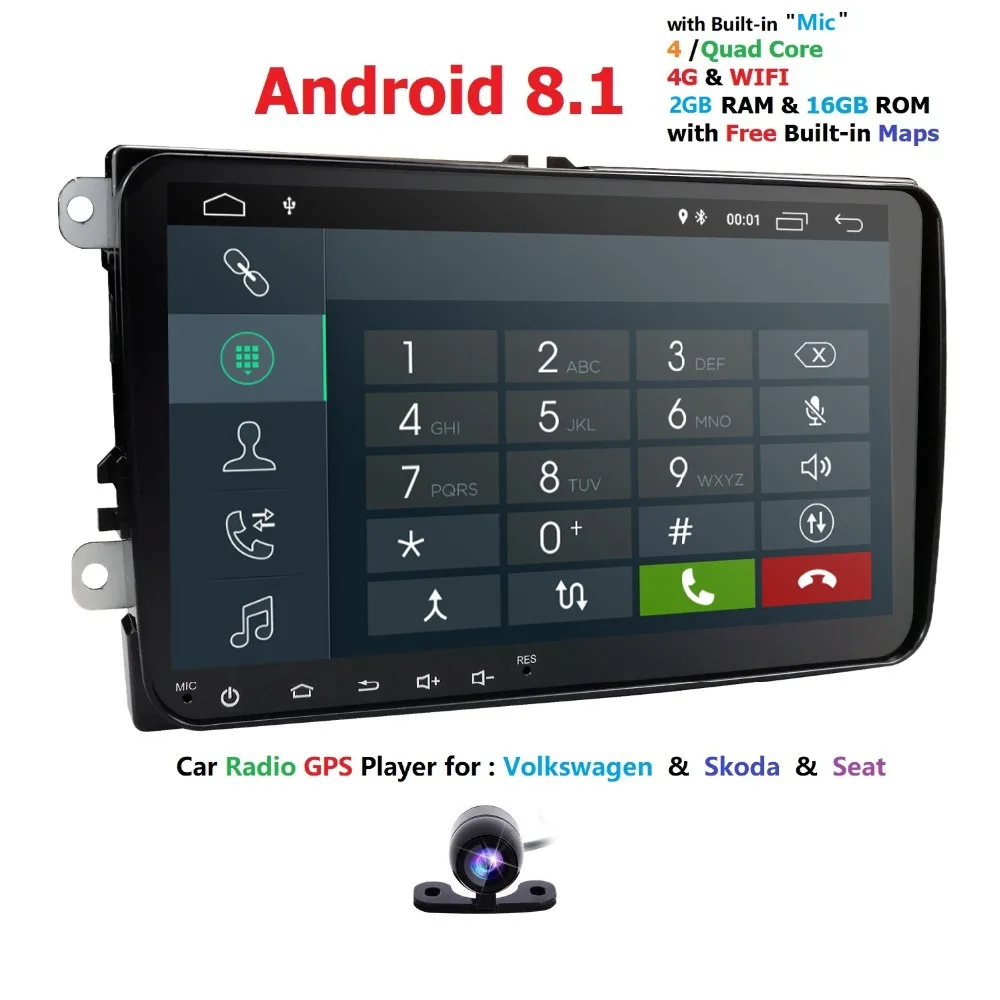 

2Din 9inch QuadCore Android 9.0 car nodvd GPS for V W Polo J etta Tiguan passat b6 cc fabia mirror link 4G wifi Radio BT in dash