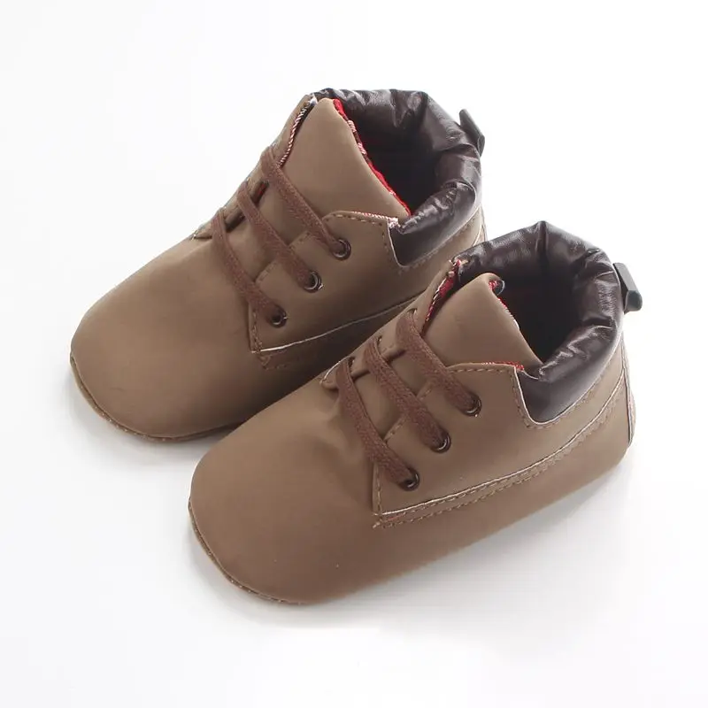 Весенне-осенняя кожаная однотонная крутая мягкая подошва для маленьких мальчиков, спортивная обувь для детей 0-15 месяцев
