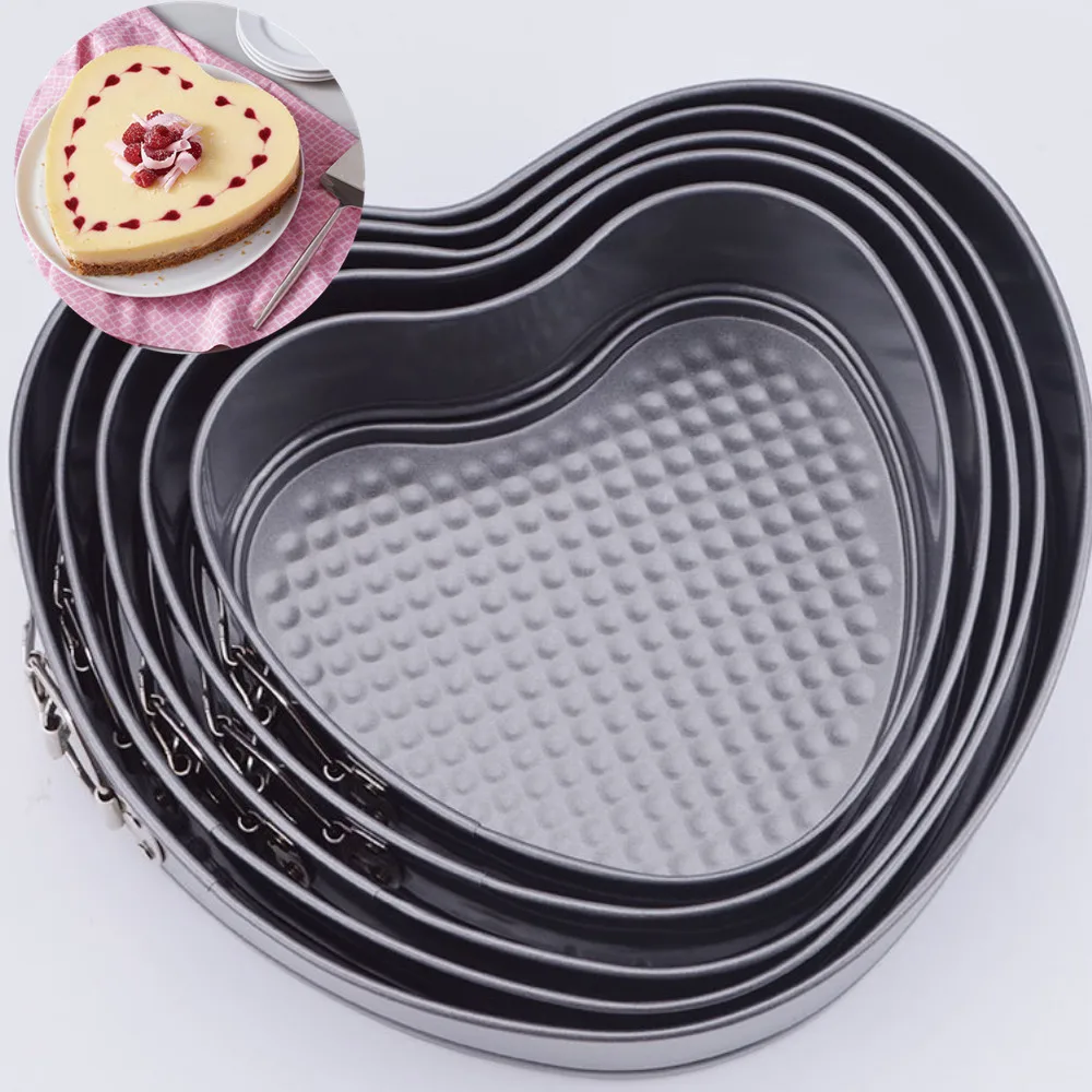 Heart Shaped Removable Bottom Cake Pan Set with Spring Latch Mold