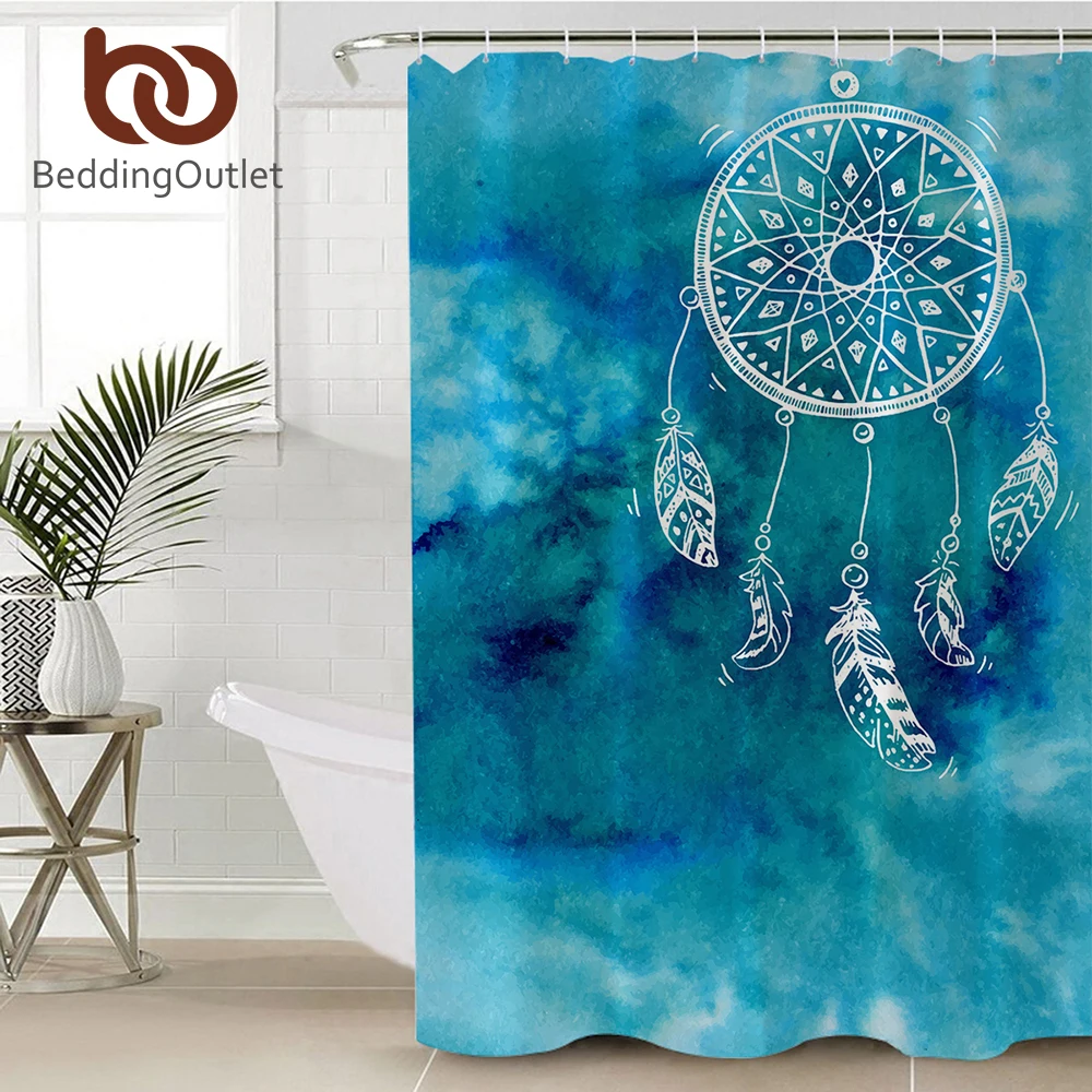 

BeddingOutlet Dreamcatcher Shower Curtain Waterproof Polyester Blue Bathroom Curtain With Hooks Watercolor Home Decoration