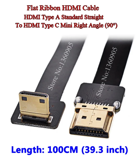 1M Ultra Thin HDMI Flat Ribbon Soft Cable 39.3'' Straight Type A Male