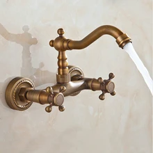 Античная латунь ванной смесители двойные ручки 360 поворотный Faucets AF1043