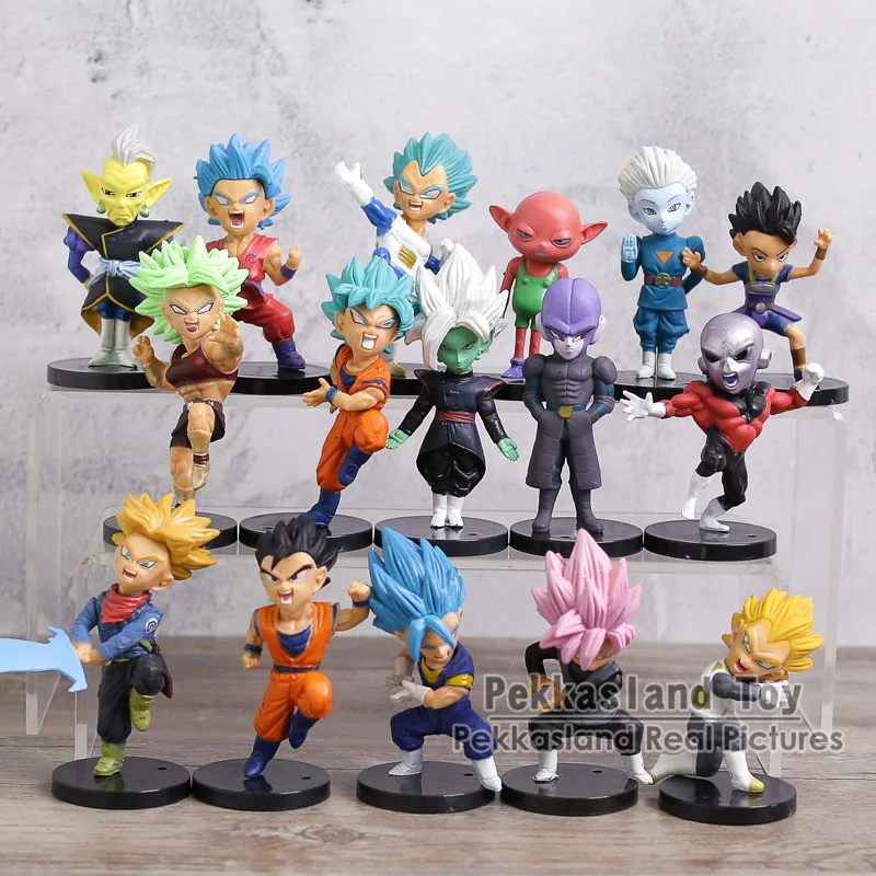 

Dragon Ball Super Figures Toys Super Saiyan Son Goku Trunks Vegeta Jiren Kale Grand Priest Zamasu Monaka Hit Cabba 16pcs/set