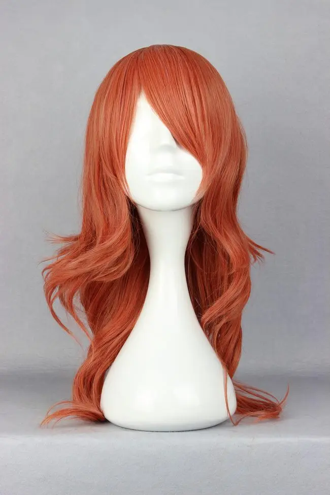 

MCOSER Free Shipping 65cm Medium Final Fantasy-Oerba Dia Vanille Orange Red Anime Cosplay Costume Wig