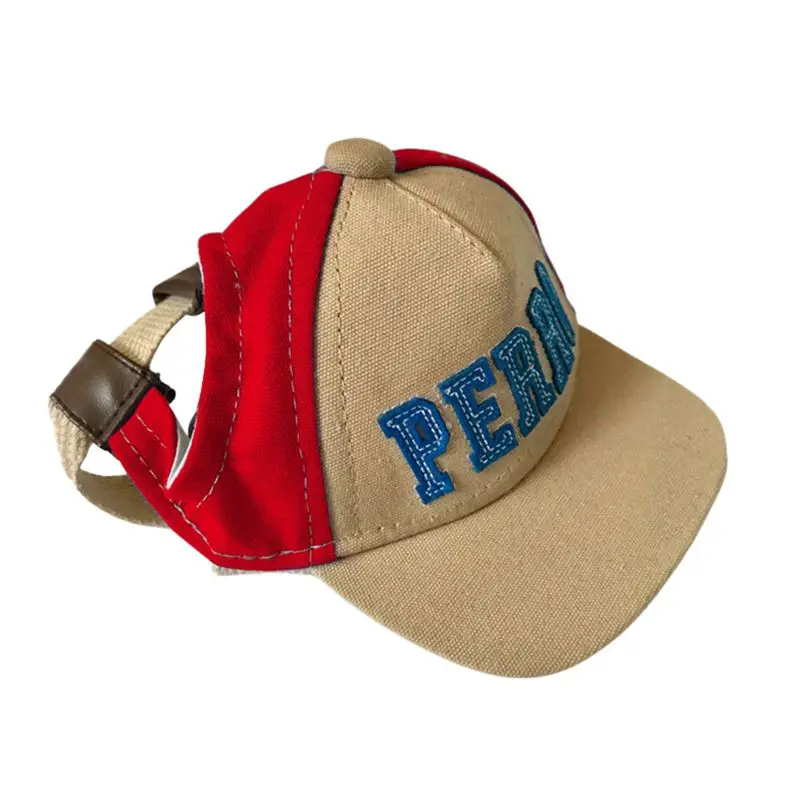 Регулируемая Солнцезащитная шляпа для собак, милая Повседневная хлопковая бейсбольная кепка для питомцев, чихуахуа, йоркширского спорта, Кепка с ушками - Цвет: Красный